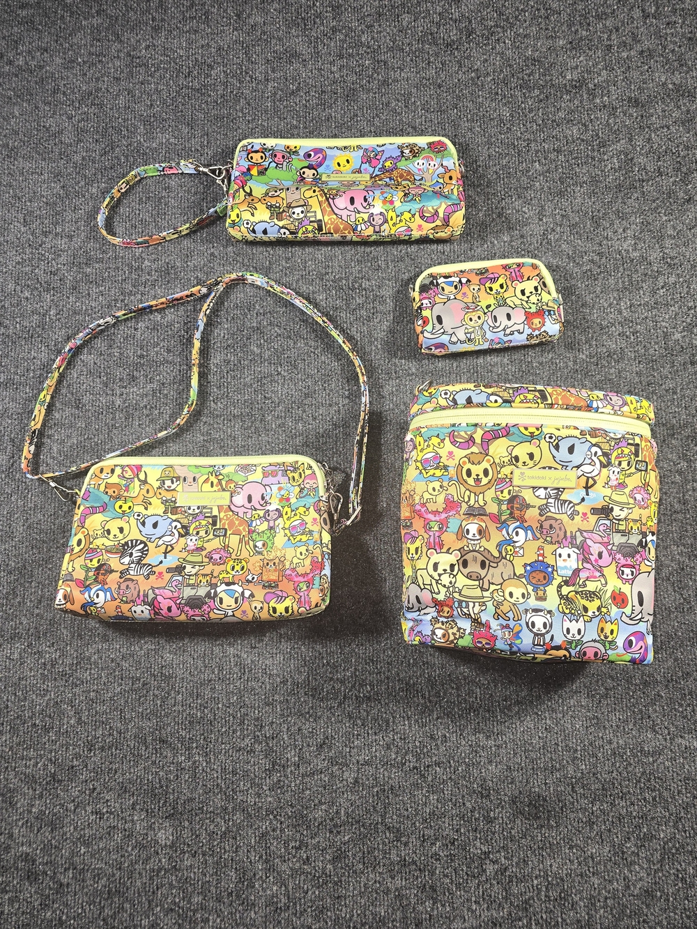 Tokidoki x JuJuBe Animalini 2.0 4 Piece Bag Set Crossbody Wallet Coin Purse EUC